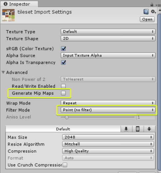 Unity Settings Sprytile Documentation